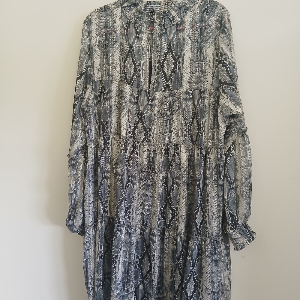 ODDY Snake Print Midi Dress - Black and Gray